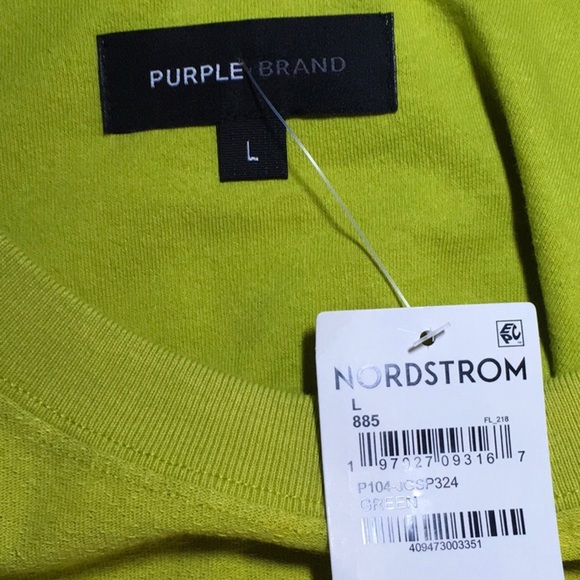 NWT PURPLE BRAND Graphic Logo T-Shirt in Bright Green Cotton (sz L) - Picture 6 of 7